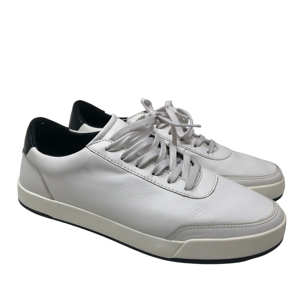 Novella 0718 Sneakers Womens 9 White Leather Low Top Black Patent Heel Luxury